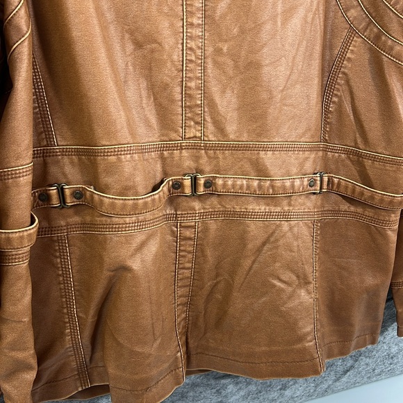 Women's Plus Size 2X Soft Faux Leather Jacket Big Chill Zipper Brown Tan *READ* - Picture 15 of 17